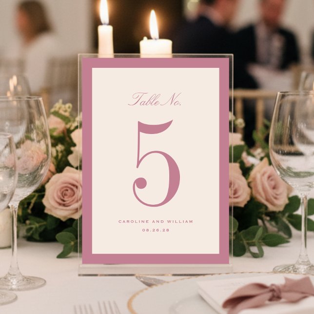 Classic Elegance Pink Wedding Table Number Card (Creator Uploaded)