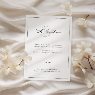 Classic Elegance Script Black Wedding Reception Enclosure Card
