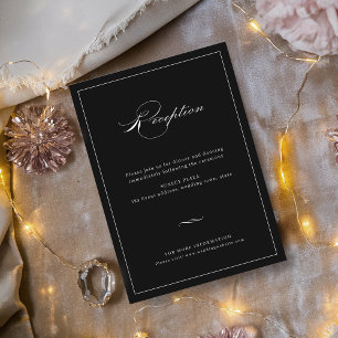 Classic Elegance Script Black Wedding Reception Enclosure Card