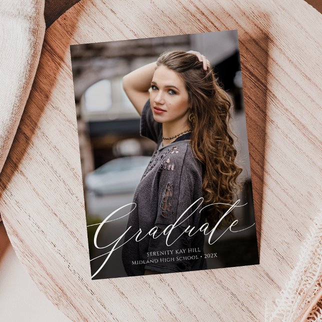 Classic Elegance Script Graduation Announcement (Classic Elegance Script Graduation Announcement)