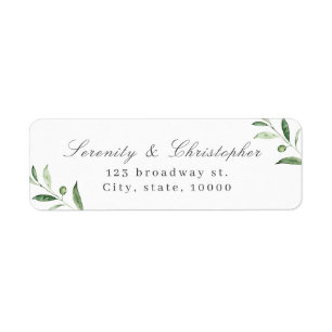 Classic Elegance Script Greenery return address