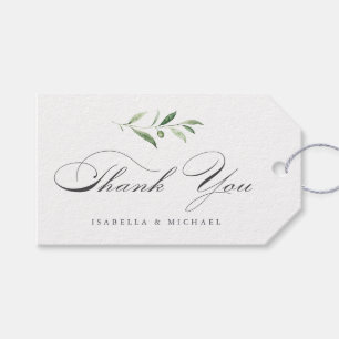 Classic Elegance Script Greenery thank you Gift Ta Tags