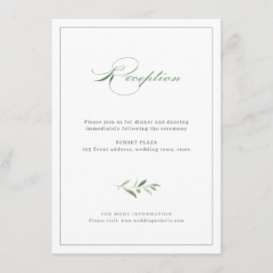 Classic Elegance Script Greenery Wedding Reception Enclosure Card