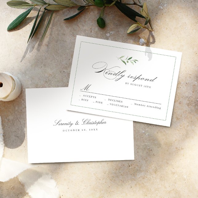 Classic Elegance Script Greenery wedding RSVP (Classic Elegance Script Greenery wedding RSVP)
