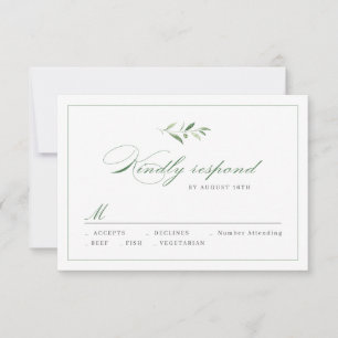 Classic Elegance Script Mariage vert RSVP