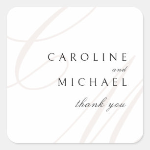 Classic Elegance Script monogram wedding favours Square Sticker
