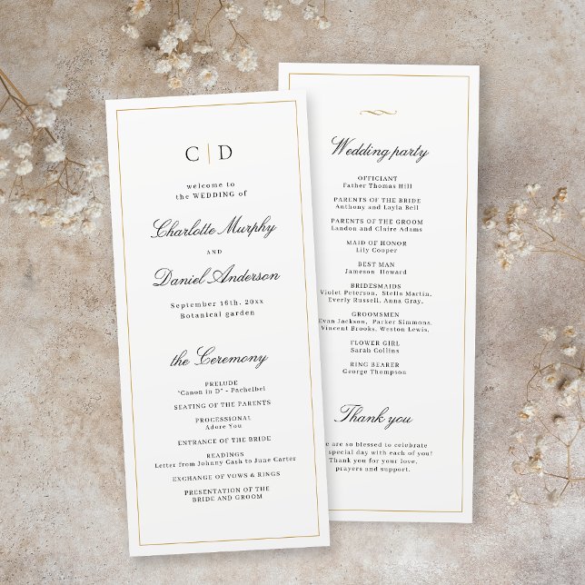 Classic Elegance Script Monogram Wedding Program (Classic Elegance Script Monogram Wedding Program)