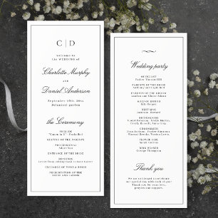 Classic Elegance Script Monogram Wedding Program