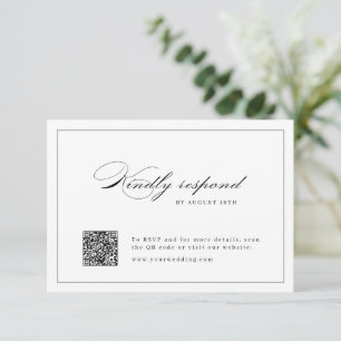 Classic Elegance Script Simple QR code wedding RSVP Card