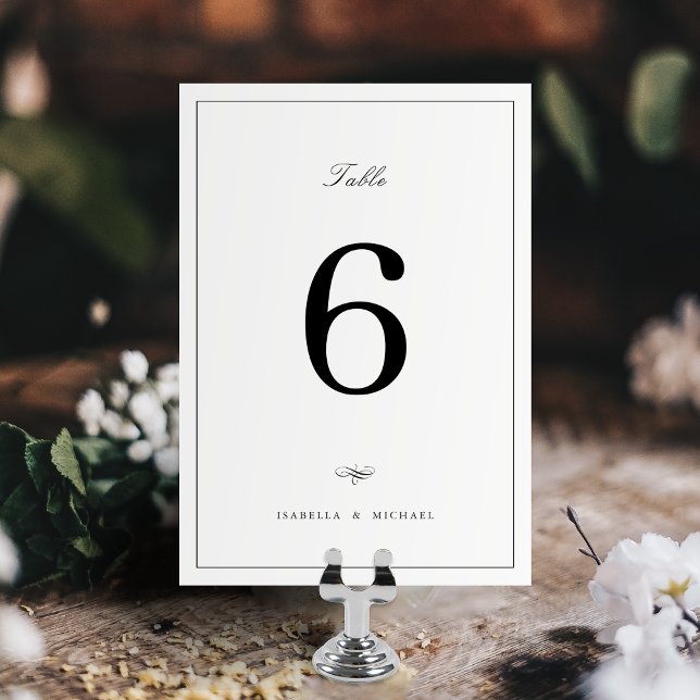 Classic Elegance Script Simple Wedding Table Number (Classic Elegance Script Simple Wedding Table Number)