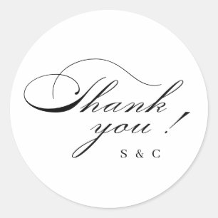 Classic Elegance Script Thank You Simple Classic Round Sticker