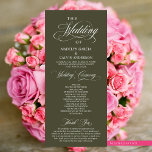 Classic Elegance Script, Wedding Ceremony Program<br><div class="desc">Elegant Classy Black script,  Wedding Ceremony Program in 4x9 inches (long) card.
 It is designed with scroll accent that can be personalised with custom/ personalised text for your bridal party,  ceremony details,  memorial notes and thank you message.</div>