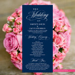 Classic Elegance Script, Wedding Ceremony Program<br><div class="desc">Elegant Classy Black script,  Wedding Ceremony Program in 4x9 inches (long) card.
 It is designed with scroll accent that can be personalised with custom/ personalised text for your bridal party,  ceremony details,  memorial notes and thank you message.</div>