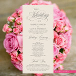 Classic Elegance Script, Wedding Ceremony Program<br><div class="desc">Elegant Classy Black script,  Wedding Ceremony Program in 4x9 inches (long) card.
 It is designed with scroll accent that can be personalised with custom/ personalised text for your bridal party,  ceremony details,  memorial notes and thank you message.</div>