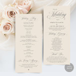 Classic Elegance Script, Wedding Ceremony Program<br><div class="desc">Modern Classy Wedding Program card. It is designed with scroll accent that can be personalised with custom/ personalised text for your bridal party,  ceremony details,  memorial notes and thank you message.</div>
