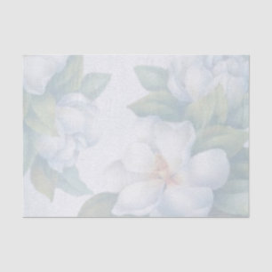 Classic Elegance White Magnolia Flower Watercolor Tissue Paper