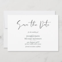 Classic Elegance White Script Save the Date Budget