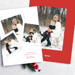 classic elegant 4photo collage red merry christmas holiday card<br><div class="desc">***this design is part of a matching collection*** _______________________ this design template is fully editable / customizable by you the customer - click personalize further button if you wish to move, add, delete, or make significant changes to the design _______________________ *if you have any DESIGN questions or need more designs...</div>