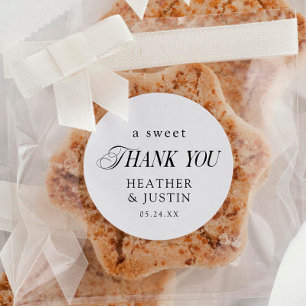 Classic Elegant A Sweet Thank You Wedding Favour Round Sticker