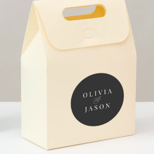 Classic Elegant Ampersand Black and White Wedding Classic Round Sticker