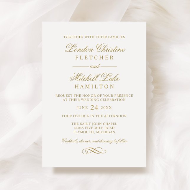 Classic Elegant Antique Gold Wedding Invitation (Creator Uploaded)