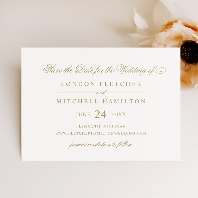 Classic Elegant Antique Gold Wedding Save The Date (Creator Uploaded)