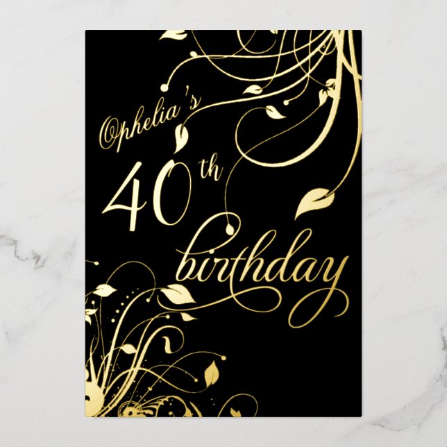 Classic Elegant Black and Gold Birthday (Front)