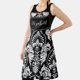 Classic Elegant Black and White Design Pattern Apron