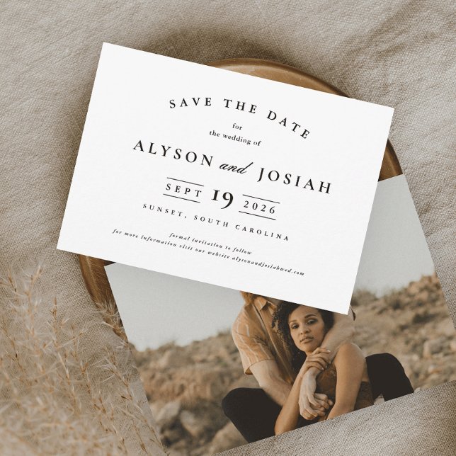 Classic Elegant Black and White Photo Wedding Save The Date (Creator Uploaded)