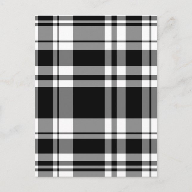 Classic elegant Black and White Plaid Postcard (Front)