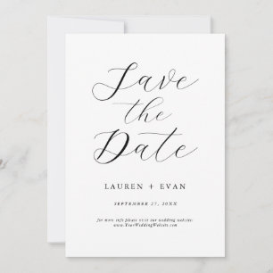 Classic Elegant Black and White Save the Date Invitation