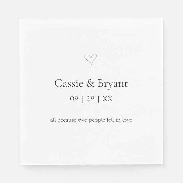 Classic Elegant Black and White Simple Wedding Napkin (Front)