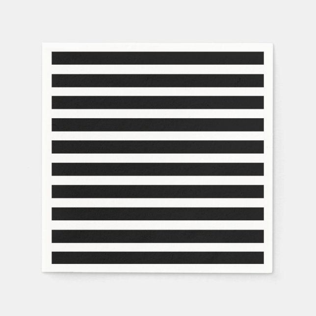 Classic elegant Black and White strips Napkin (Front)