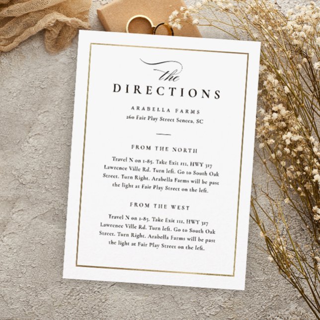 Classic Elegant Black and White Wedding Directions Enclosure Card (Creator Uploaded)