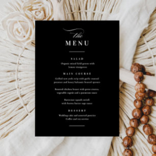 Classic Elegant Black and White Wedding Menu
