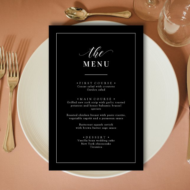 Classic Elegant Black and White Wedding Menu (Creator Uploaded)