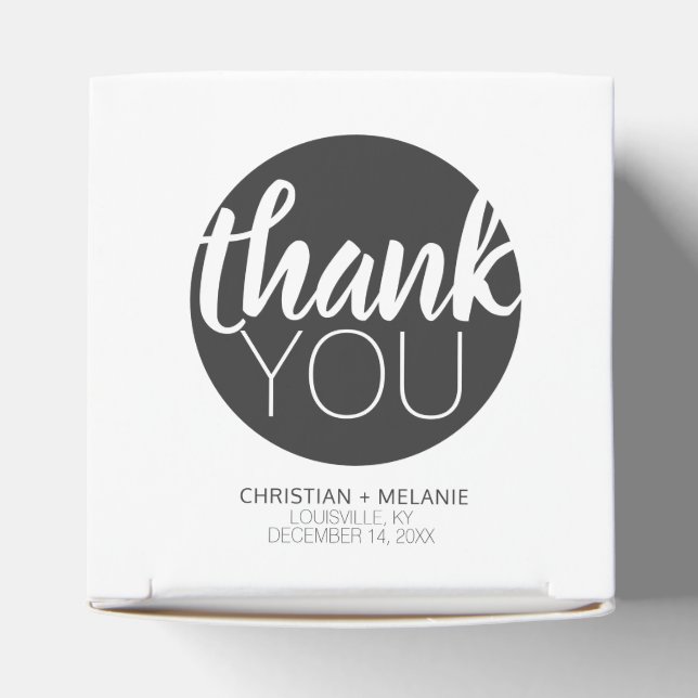 Classic Elegant Black Circle Thank You Wedding Favor Box (Top)
