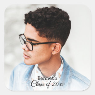 Classic Elegant Black Graduation Party Photo Square Sticker