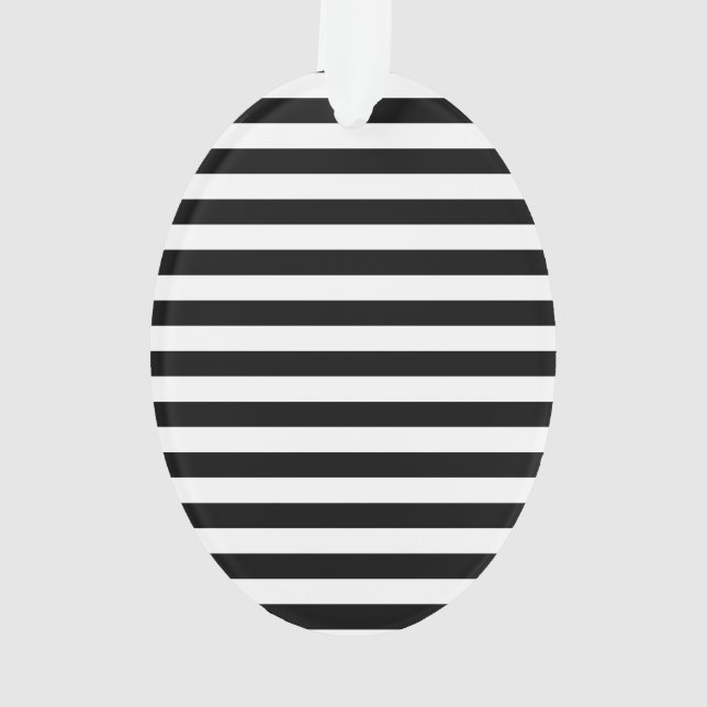 Classic Elegant Black Horizontal Stripes Ornament (Back)
