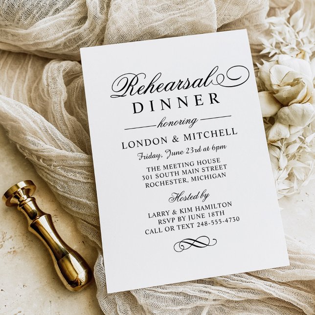 Classic Elegant Black Wedding Rehearsal Dinner Invitation (Creator Uploaded)