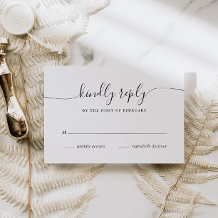 Classic Elegant Black & White Calligraphy Script RSVP Card
