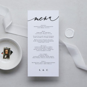 Classic Elegant Black White Monogram Menu