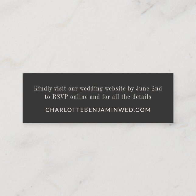 Classic Elegant Black White RSVP Online Mini Card (Front)