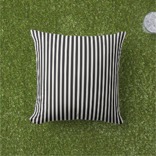 Classic Elegant Black & White Stripes Pattern  Outdoor Pillow