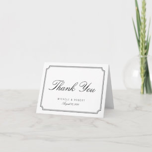 Classic Elegant Black White Thank You Note Card