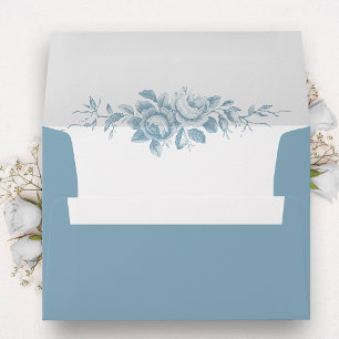 Classic Elegant Blue and White Floral Envelope