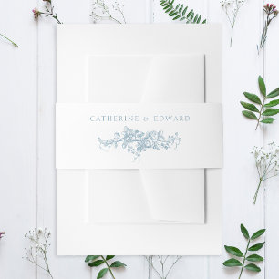 Classic Elegant Blue and White Floral Invitation Belly Band
