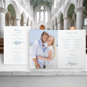 Classic Elegant Blue and White Floral Program