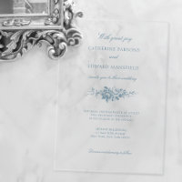 Classic Elegant Blue Engraved Floral