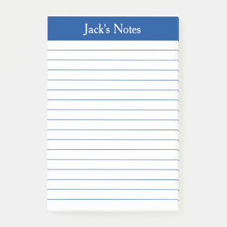 Classic Elegant Blue Lined Personalized Post-it Notes